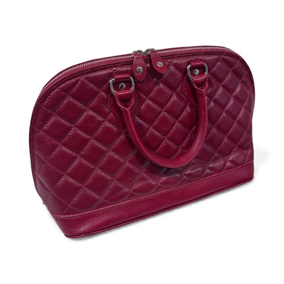 I Medici Leather Quilted Dome Satchel • Made in Italy - Picture 4 of 8